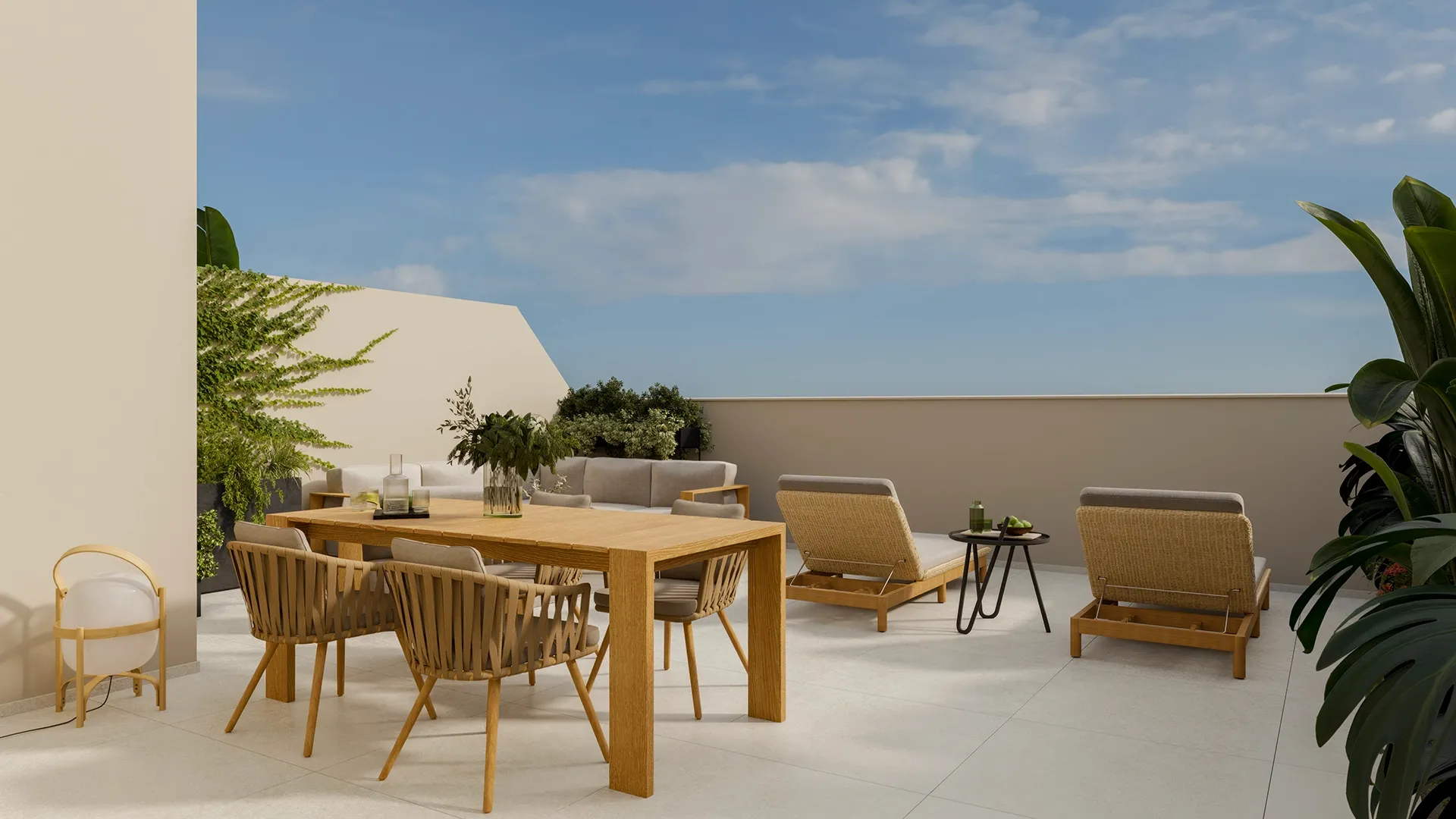 Terraza amplia de un ático del Edificio Senda