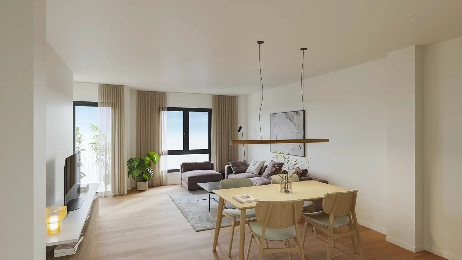 Dormitorio principal de una vivienda del Edificio Senda